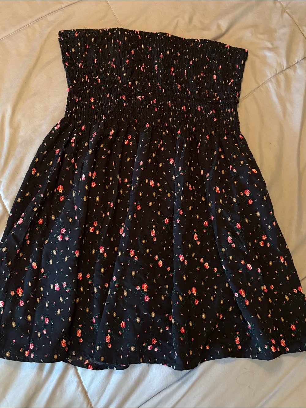 Black Floral Smocked Dress - Picture 2 of 8